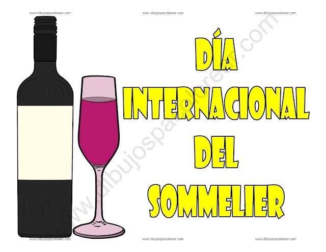 Día Mundial del Sommelier dibujo a color y para colorear